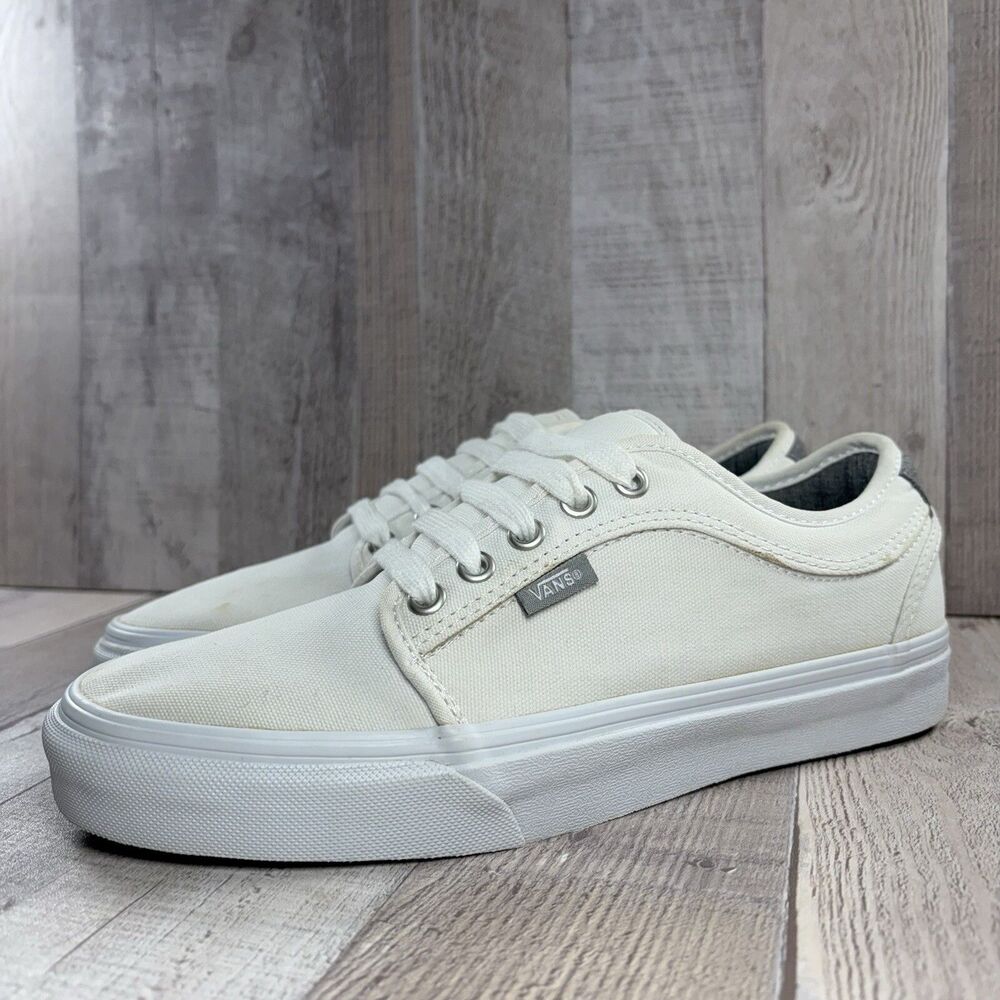 Vans Chukka Low Skate Shoes Athletic Sneakers Canvas Men's 7 I Women's 8.5 White